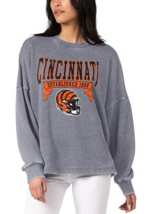 Cincinnati Bengals Womens Grey Burnout Crew Sweatshirt