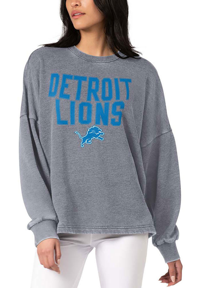 Detroit Lions 47 Brand Women's Gray Crew Upstage Kennedy Pullover