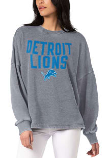 Detroit Lions Womens Grey Burnout Crew Sweatshirt