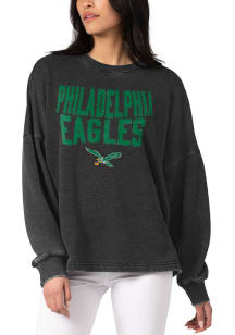 Philadelphia Eagles Womens Black Burnout Crew Sweatshirt