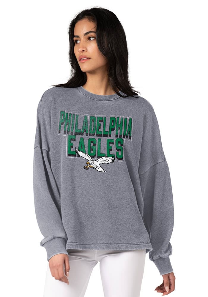 【美品】FREY フレイALWAYS SWEAT スウェット グレー Philadelphia Eagles Womens GREY Burnout Long Sleeve Crew