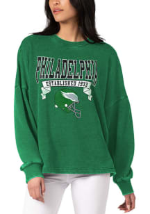 Philadelphia Eagles Womens Kelly Green Burnout Crew Sweatshirt