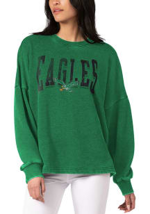 Philadelphia Eagles Womens Kelly Green Burnout Foil Crew Sweatshirt