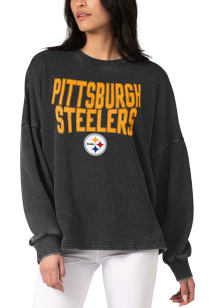 Pittsburgh Steelers Womens Black Burnout Crew Sweatshirt