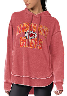Kansas City Chiefs Womens Red Burnout Distressed Hooded Sweatshirt