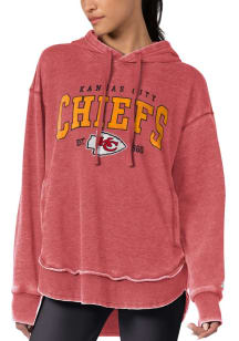 Kansas City Chiefs Womens Red Burnout Hooded Sweatshirt