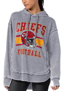 Kansas City Chiefs Womens Grey Burnout Hooded Sweatshirt