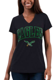 Philadelphia Eagles Womens Black Vintage Short Sleeve T-Shirt