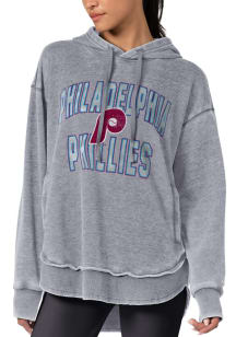 Philadelphia Phillies Womens Grey Burnout Hooded Sweatshirt