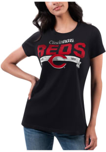 Cincinnati Reds Womens Black Team Short Sleeve T-Shirt