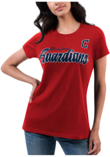Cleveland Guardians Womens Red Team Short Sleeve T-Shirt