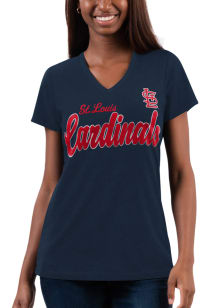 St Louis Cardinals Womens Navy Blue Vintage Short Sleeve T-Shirt