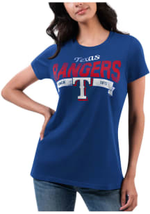 Texas Rangers Womens Blue Vintage Short Sleeve T-Shirt