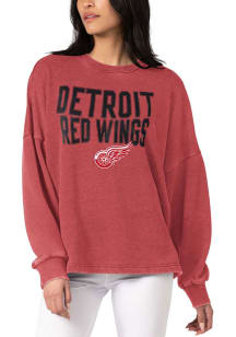 Detroit Red Wings Womens Red Burnout Crew Sweatshirt