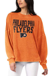 Philadelphia Flyers Womens Orange Burnout Crew Sweatshirt