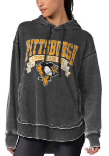 Pittsburgh Penguins Womens Black Burnout Hooded Sweatshirt