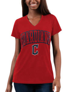 Cleveland Guardians Womens Red Vintage Short Sleeve T-Shirt