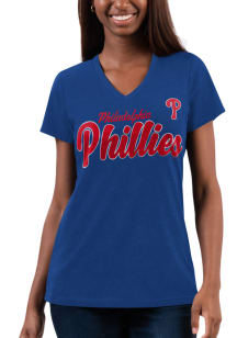 Philadelphia Phillies Womens Blue Vintage Short Sleeve T-Shirt