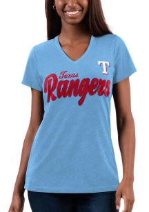 Texas Rangers Womens Light Blue Team Short Sleeve T-Shirt