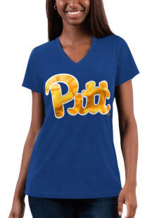 Pitt Panthers Team V-Neck Short Sleeve T-Shirt - Blue