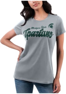 Michigan State Spartans Womens Grey Team Short Sleeve T-Shirt