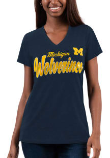 Michigan Wolverines Womens Navy Blue Team Short Sleeve T-Shirt
