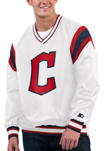 Starter Cleveland Guardians Mens White Ace Block Pullover Jackets