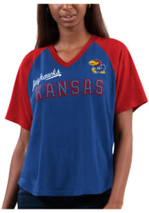 Kansas Jayhawks Womens Blue Free Throw Short Sleeve T-Shirt