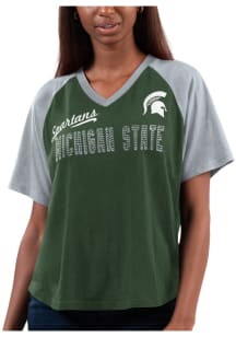 Michigan State Spartans Womens Green Free Throw Short Sleeve T-Shirt
