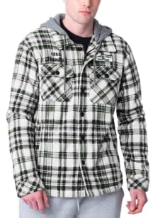 Michigan State Spartans Mens Green Sherpa Lined Flannel Medium Weight Jacket