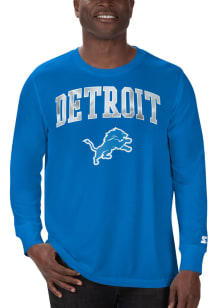 Starter Detroit Lions Blue Arch Name Long Sleeve T Shirt