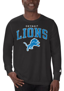 Starter Detroit Lions Black Arch Name Mascot Long Sleeve T Shirt