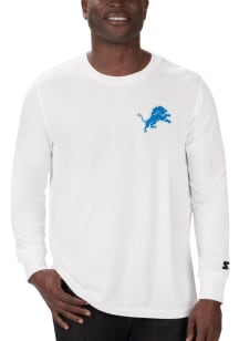 Starter Detroit Lions White Primary Left Chest Long Sleeve T Shirt