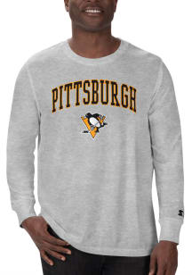 Starter Pittsburgh Penguins Grey ARCH NAME Long Sleeve T Shirt