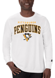 Starter Pittsburgh Penguins White Arch Name Mascot Long Sleeve T Shirt