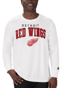 Starter Detroit Red Wings White Arch Name Mascot Long Sleeve T Shirt