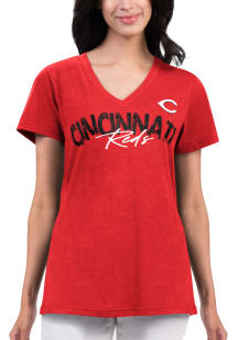 Cincinnati Reds Womens Red Key Move Short Sleeve T-Shirt