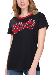 Cincinnati Reds Womens Grey Racer Short Sleeve T-Shirt