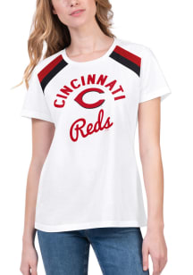 Cincinnati Reds Womens White Score Short Sleeve T-Shirt
