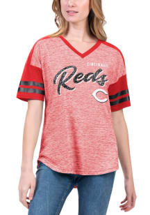 Cincinnati Reds Womens Red Referee Short Sleeve T-Shirt