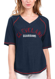 Cleveland Guardians Womens Navy Blue Ball Chase Short Sleeve T-Shirt