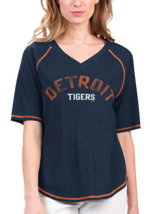 Detroit Tigers Womens Navy Blue Ball Chase Short Sleeve T-Shirt