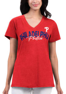 Philadelphia Phillies Womens Red Key Move Short Sleeve T-Shirt