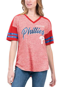 Philadelphia Phillies Womens Red Referee Short Sleeve T-Shirt