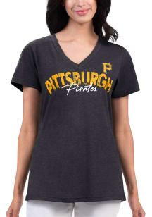 Pittsburgh Pirates Womens Black Key Move Short Sleeve T-Shirt