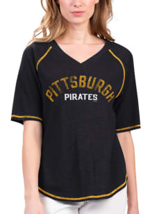 Pittsburgh Pirates Womens Black Ball Chase Short Sleeve T-Shirt