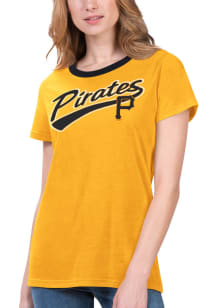 Pittsburgh Pirates Womens Yellow Racer Short Sleeve T-Shirt
