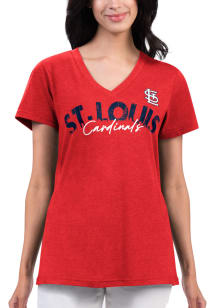 St Louis Cardinals Womens Red Key Move Short Sleeve T-Shirt