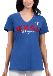 Texas Rangers Womens Blue Key Move Short Sleeve T-Shirt