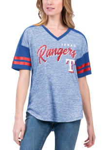 Texas Rangers Womens Blue Referee Short Sleeve T-Shirt